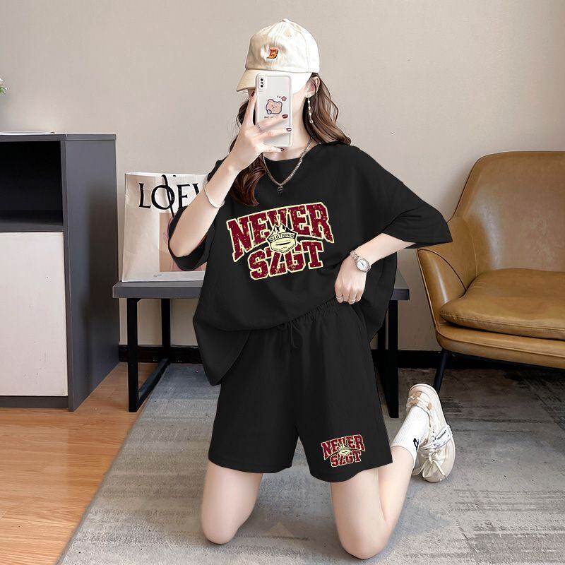 売り切れ必至 プリント カジュアル 半袖Ｔシャツⅹパンツセット全2色 <F-8549>