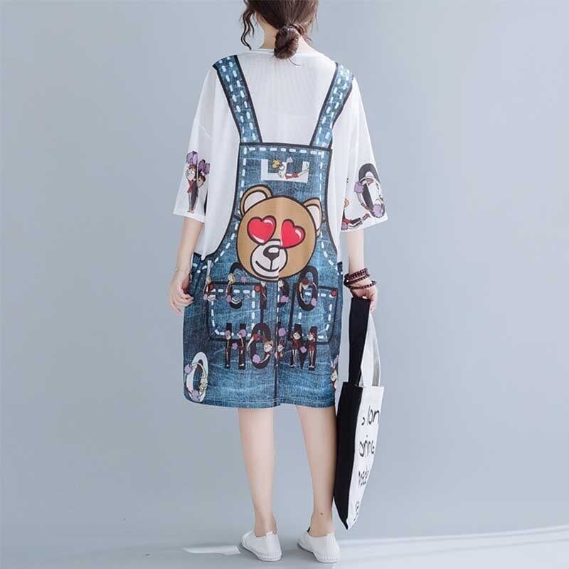 旅行Ｔシャツ 夏 レディース 膝丈 プリント 大きいサイズ ゆったりさらっと涼しい <F-656>