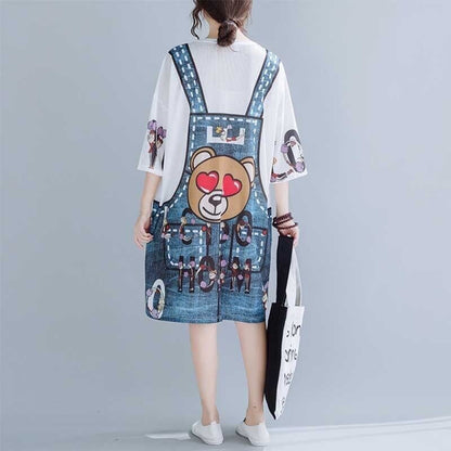 旅行Ｔシャツ 夏 レディース 膝丈 プリント 大きいサイズ ゆったりさらっと涼しい <F-656>