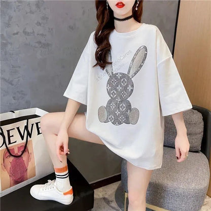 新商品 プリント ファッション ゆったり 全4色 半袖 Tシャツ＜F-8706＞