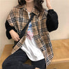 オシャレ度満点 カジュアル POLOネック チェック柄 シャツ ブラウス＜isf-2641＞