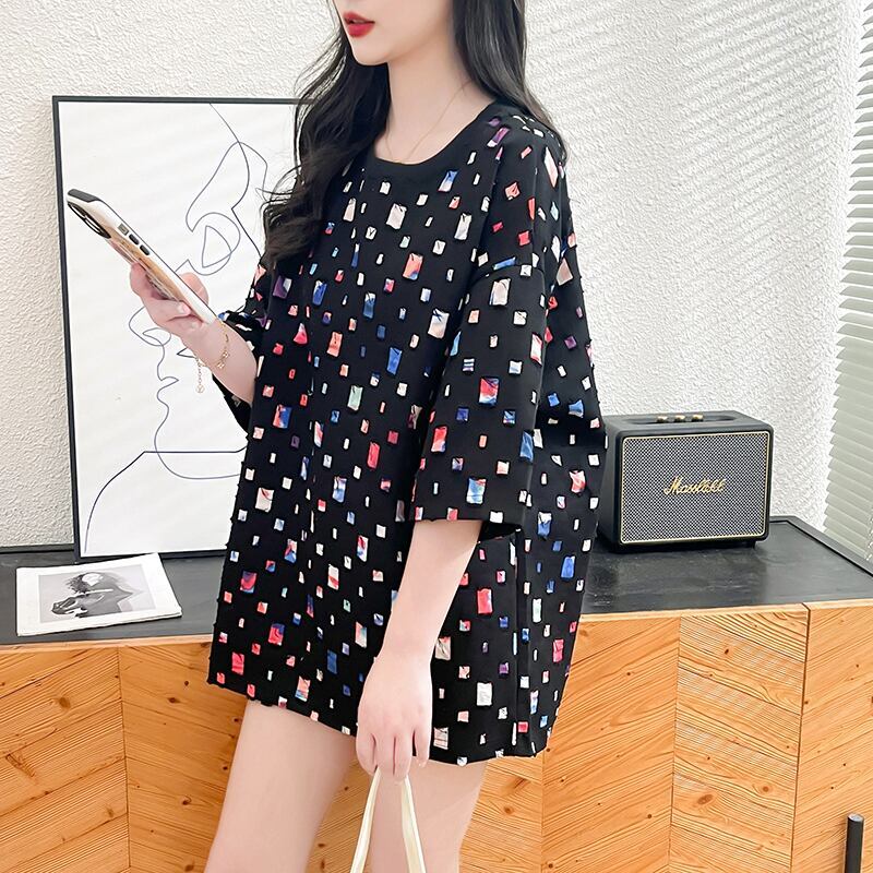 着回し力抜群 カジュアル 個性派 ゆったりトップス 半袖Tシャツ 全2色＜F-8263＞