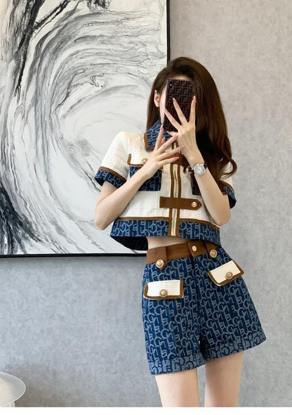 おすすめ おすすめ 話題沸騰中 上質 カジュアル 切り替え 半袖Ｔシャツ ショートパンツ セットアップ <F-11169>
