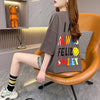 レインボースマイリーファッションオールマッチルーズ半袖Tシャツ<F-2860>