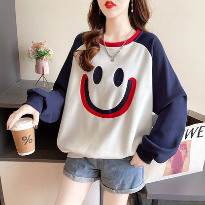秋の新作スマイル長袖Tシャツトップス<F-5028>
