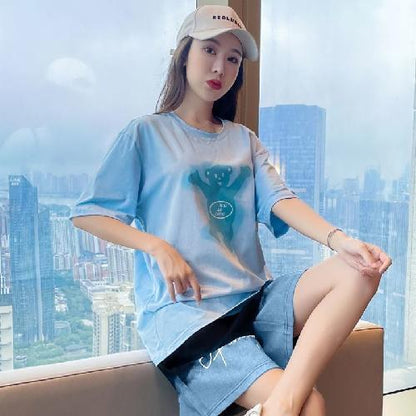 数量限定 ファッション 個性派 半袖Ｔシャツⅹパンツセット全4色F-8783