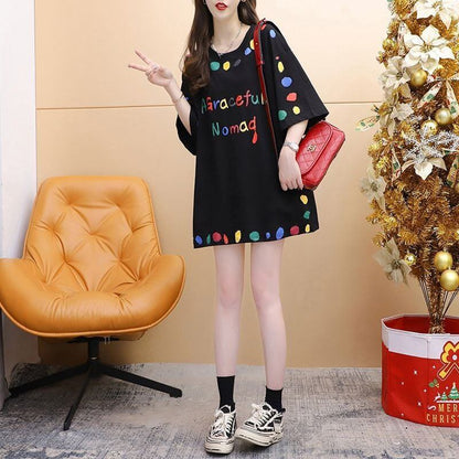 売り切れ必至 プリント ファッション 切り替え 全2色 半袖Tシャツ＜F-8623＞