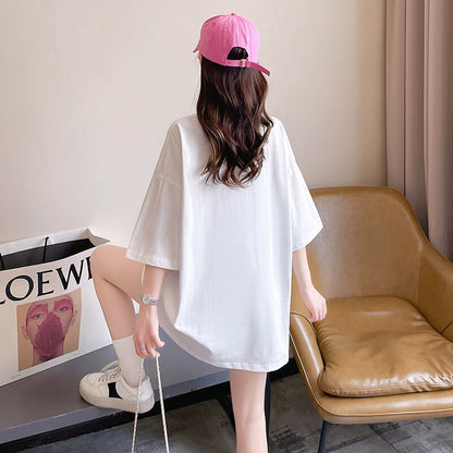 柔らかくて優しい印象 ゆったり ファッション感満々 ロング丈 3色半袖Tシャツ＜F-9206＞