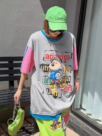 話題沸騰中   カジュアル カラーマッチング 半袖Tシャツ＜F-8067＞