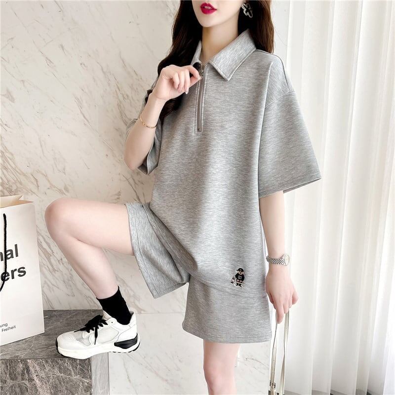 ファッション 切り替え ゆったり感アップ Tシャツ＋ショートパンツ セットアップ＜F-3616＞