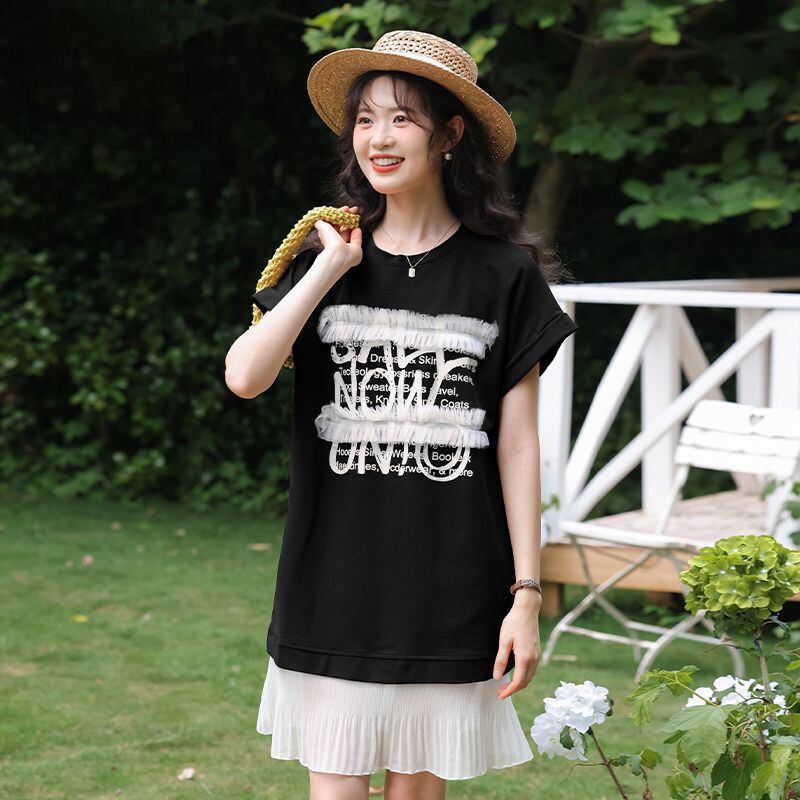 【半額！期間限定！！】大好評 スウィート 大人可愛い プリント レイヤード風 ワンピース<F-8683>