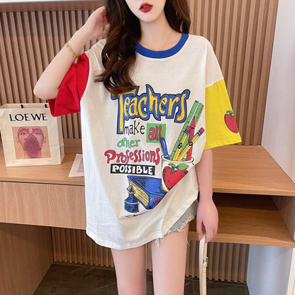 【半額！期間限定！！】カジュアル ルーズ キュート Tシャツ<F-6611>