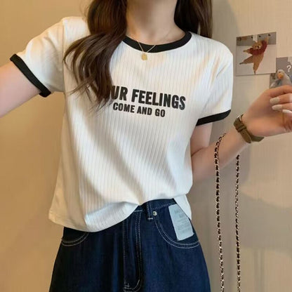 ゆったり感アップ アルファベット ファッション Tシャツ カットソー＜F-3077＞