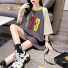 絶対欲しい カラーマッチング 数字刺? ロング Tシャツ ゆったり 半袖 ＜F-2896＞