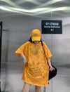 売り切れ必至 ゆったり ファッション感満々 ロング丈 3色半袖Tシャツ＜F-9086＞