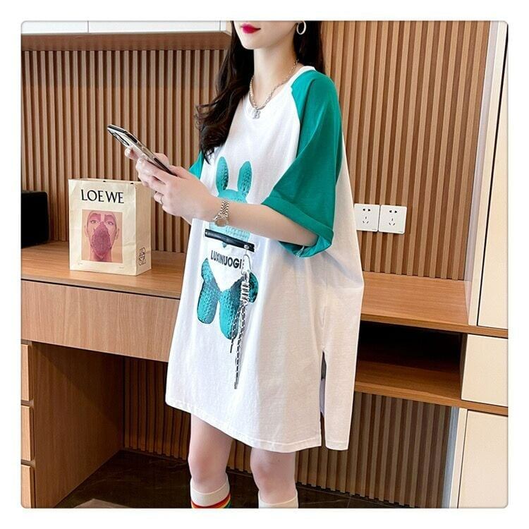 コットンパーソナライズジッパー大ポケットスリット半袖Tシャツ<F-2884>