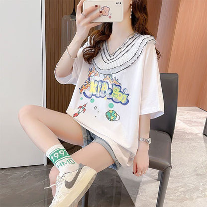 【半額！期間限定！！】オシャレ度満点 キュート 着心地抜群 プリント 全3色 Tシャツ カットソー＜F-8536＞