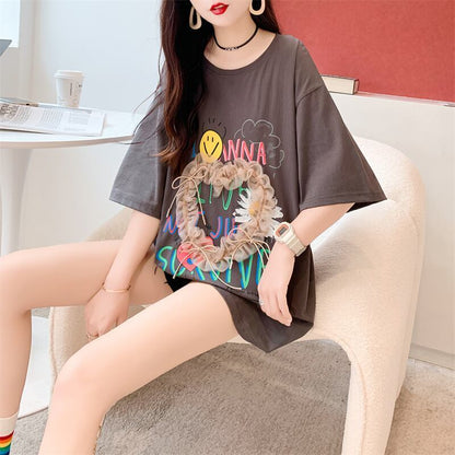 デザイン感   チャーミング Tシャツ カットソー＜F-3529＞