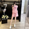 超人気 ホットダイヤモンド カジュアル プリント 半袖Tシャツ ショートパンツ セットアップ ＜F-9215＞