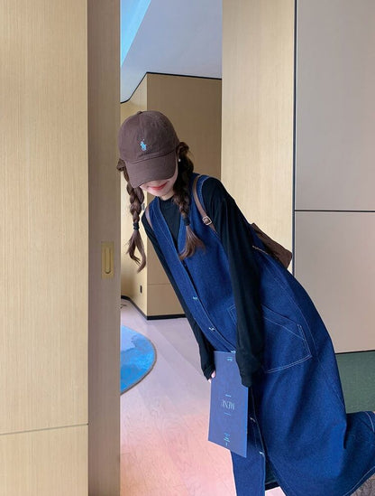 定番シンプル ファッション感満々 目を奪われる プリント デニム ワンピースF-10490