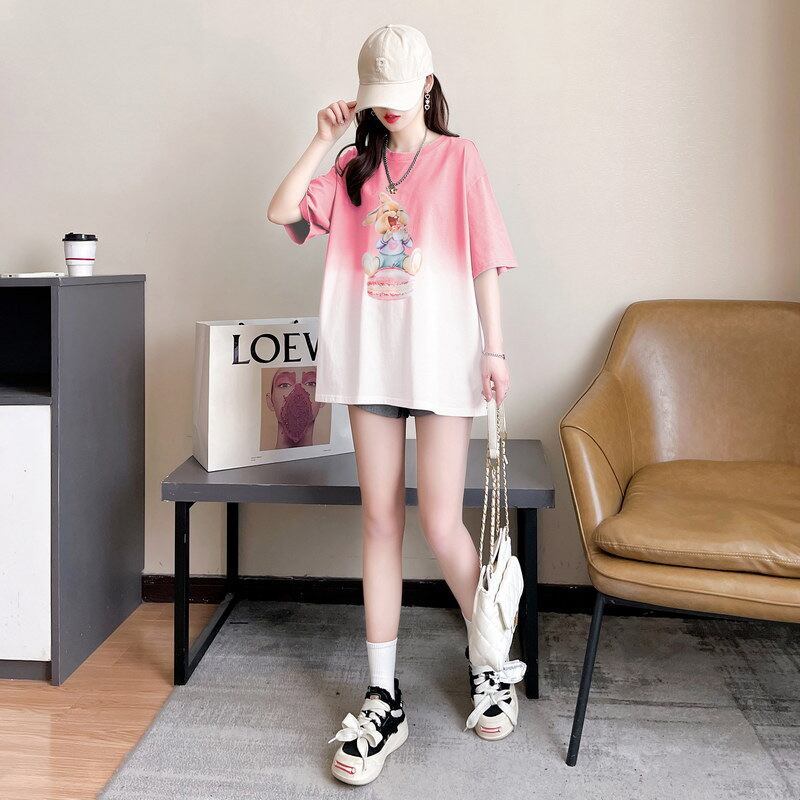 話題沸騰中 グラデーション おしゃれ度高め プリント 2色選択 半袖 Tシャツ F-9218