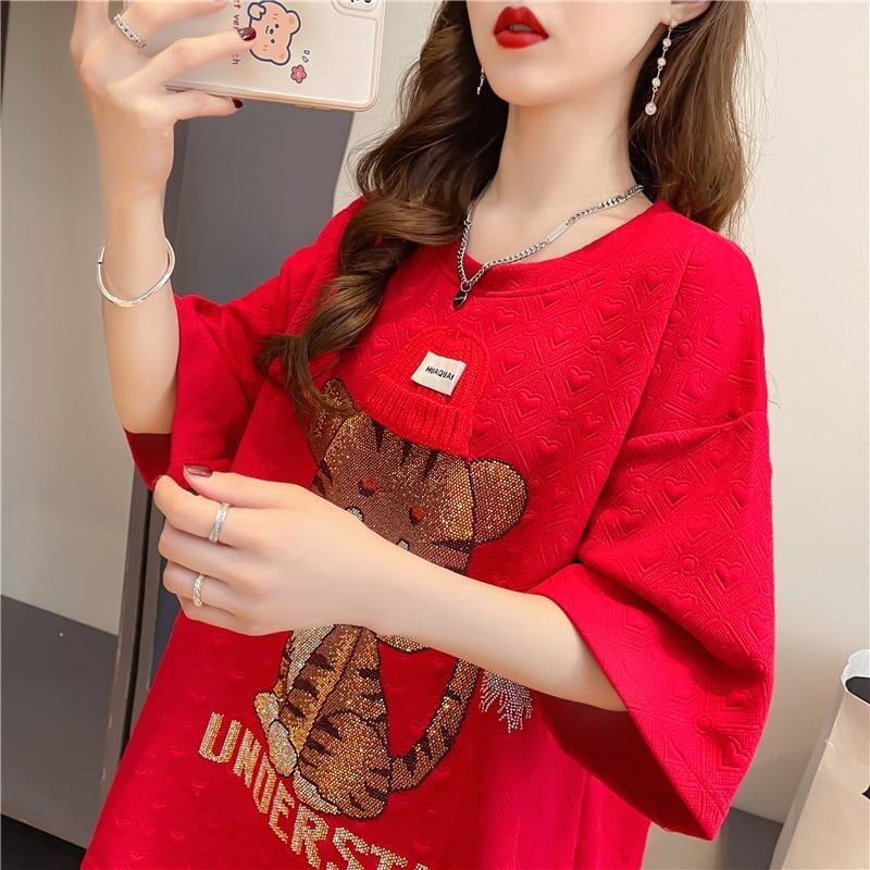 デザイン感   チャーミング Tシャツ カットソー＜F-3401＞