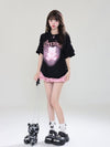 着回し力抜群 レース スウィートプリント 全2色 半袖Tシャツ ＜F-8711＞
