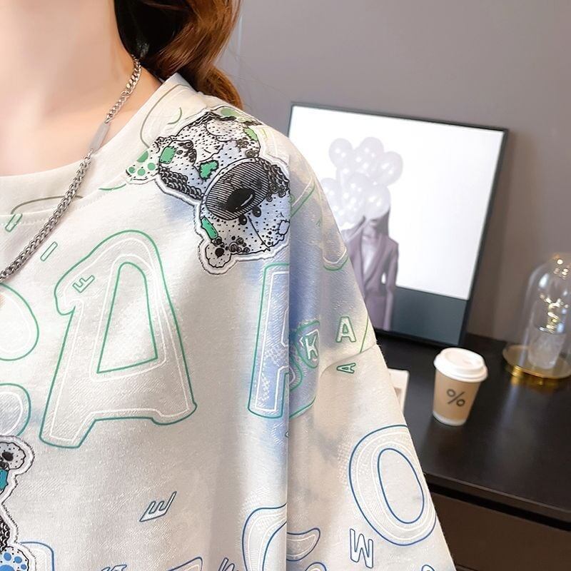 大好評   クマ柄 Tシャツ ゆったり半袖 ＜F-3990＞