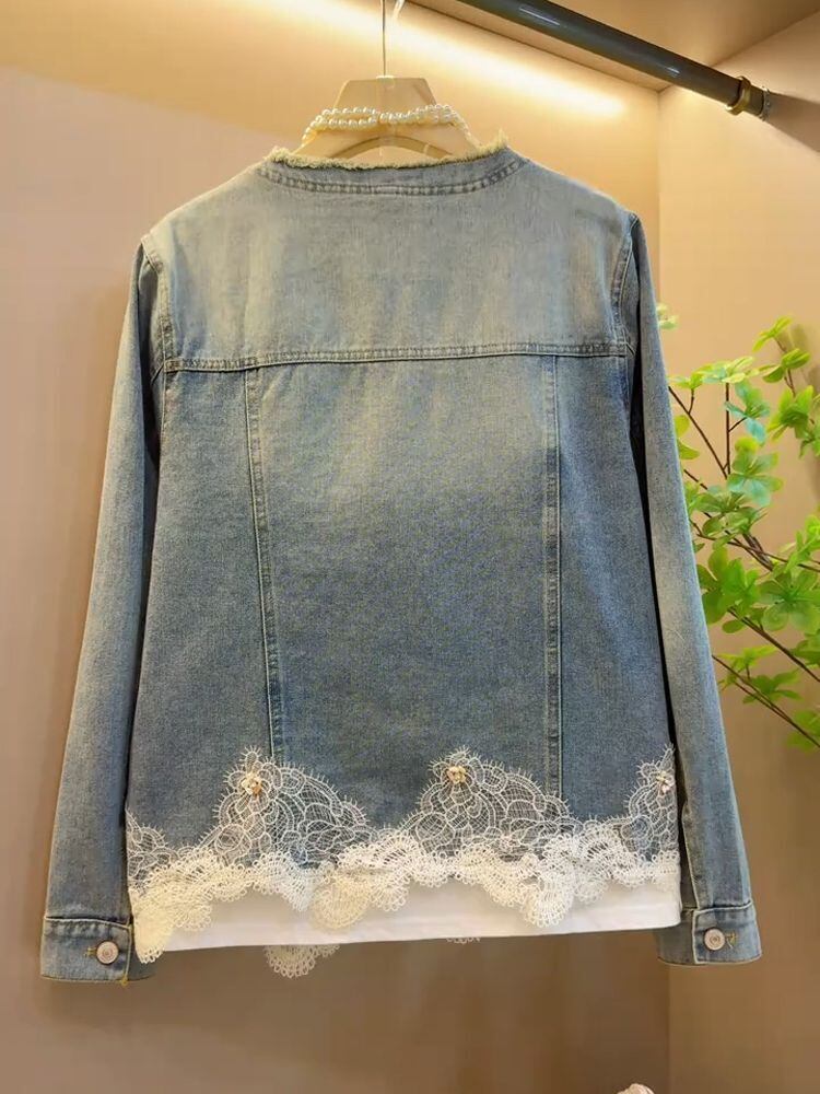 【人気商品再入荷】好感度UP 着心地良い 絶対欲しい レイヤード風 デニム 切り替え ジャケットゆったりコートF-11061