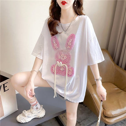 デザイン感   チャーミング Tシャツ カットソー＜F-3425＞