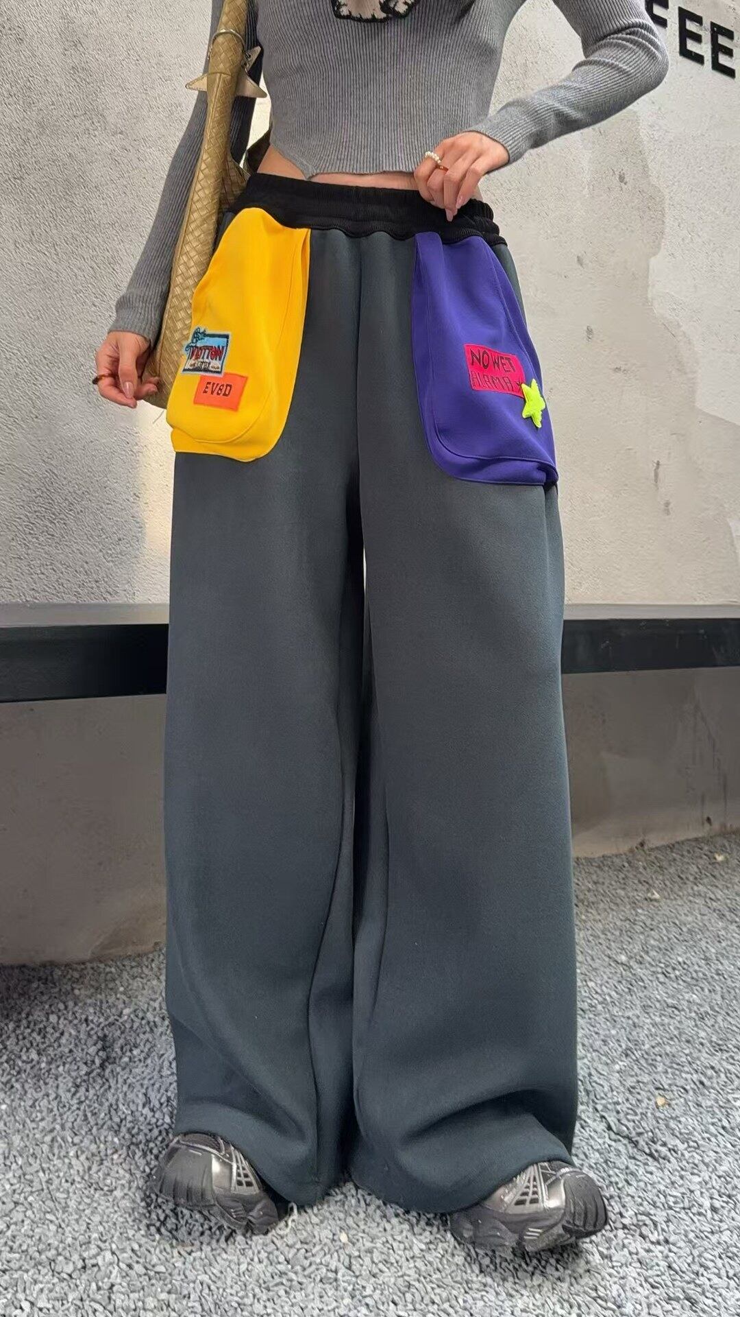 おすすめ オシャレ 切り替え デザイン 4色 スウェット ジョガーパンツ F-12264