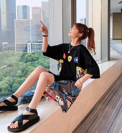 大人気ロング丈Tシャツワンピース  2色 ＜F-1160＞
