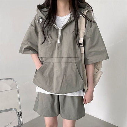今季マストバイ カジュアル 真夏も快適 4色 半袖 Tシャツ ショートパンツ セットアップ ＜F-11156＞