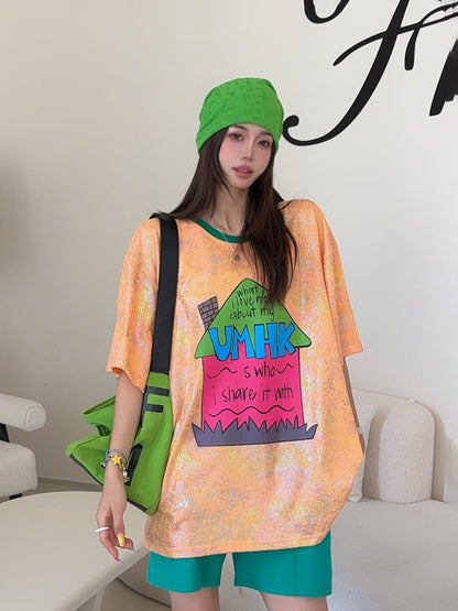 個性派 売れ筋 おすすめ 絶対流行 早い者勝ち カジュアル 2色選択 Tシャツ<F-11373>