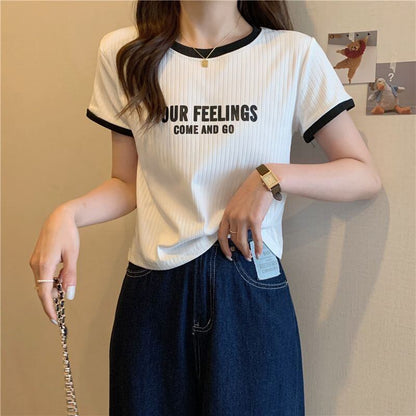 ゆったり感アップ アルファベット ファッション Tシャツ カットソー＜F-3077＞