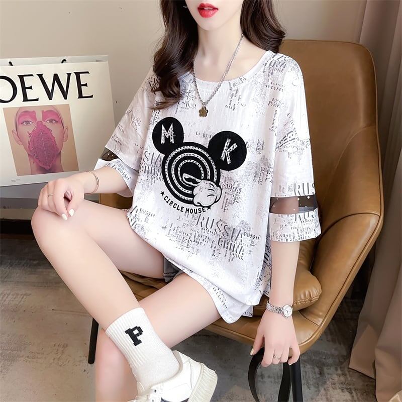 デザインセンス重工業ホットダイヤモンドパーソナライズされた漫画半袖Tシャツ、夏の新しいスタイル<F-2924>