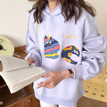 大人可愛い ゆったり 刺?ロゴ パーカ 全4色トップス＜F-4811＞