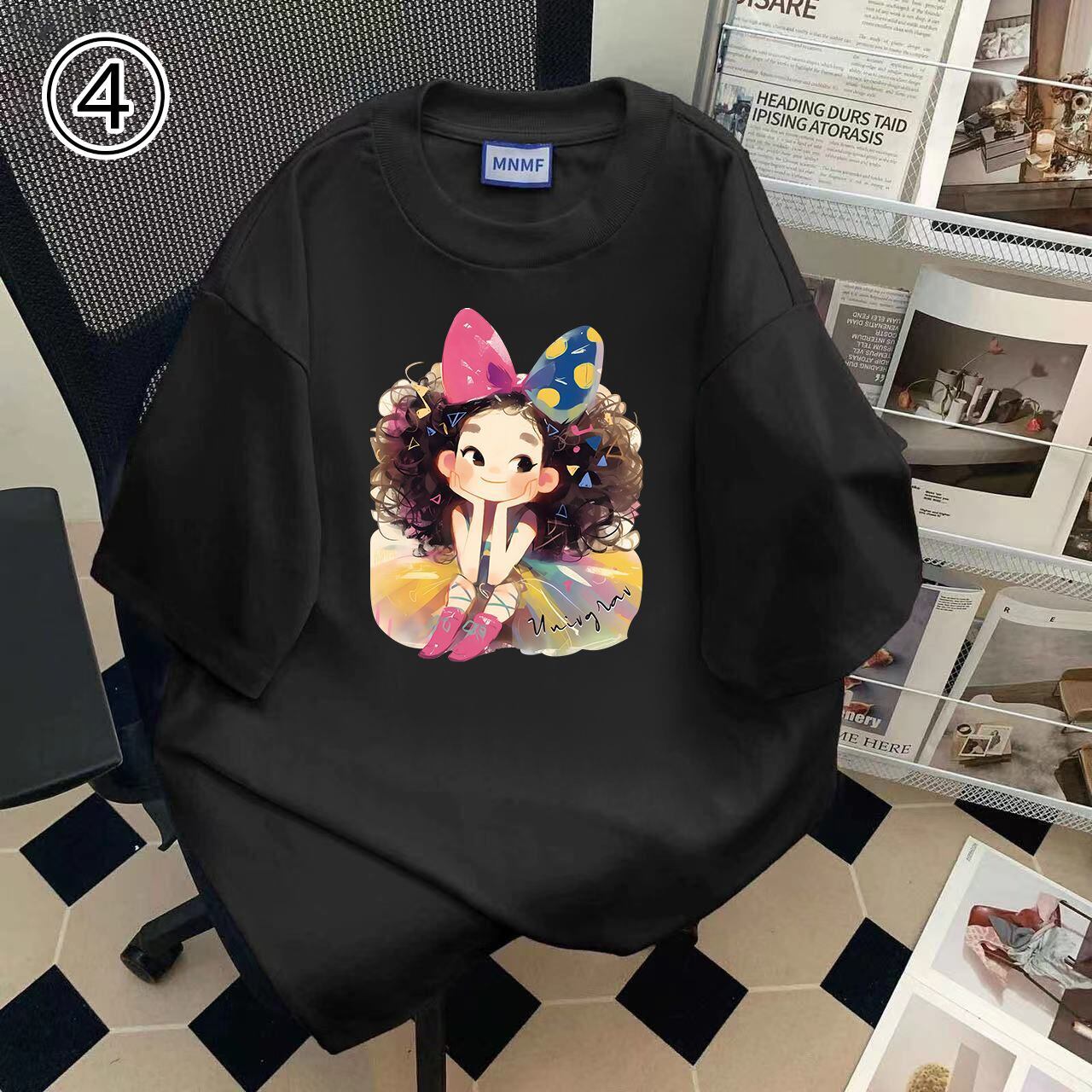 大人可愛い カジュアル 定番シンプル プリント 6種選択可 半袖TシャツF-8906