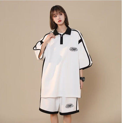 定番シンプル 半袖Ｔシャツⅹパンツセット 絶対流行 男女兼用F-6538