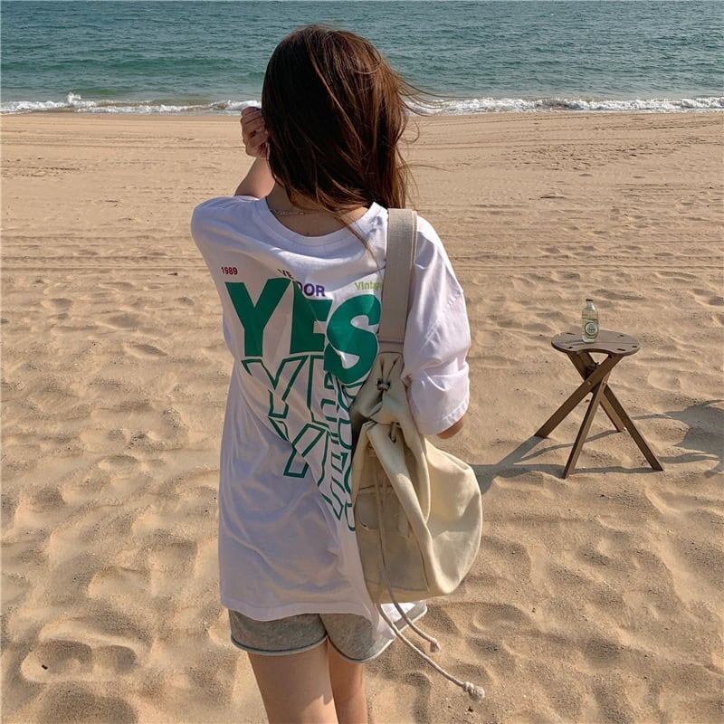 着心地良い   アルファベット Tシャツ ゆったり半袖 ＜F-2851＞