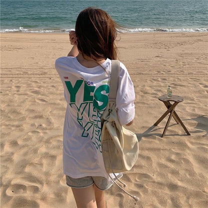 着心地良い   アルファベット Tシャツ ゆったり半袖 ＜F-2851＞