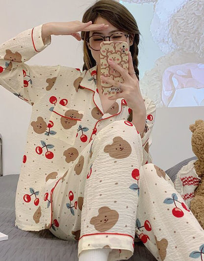 新商品 着心地良い 柔らかくて優しい印象 4種選択 トップス+パンツセット パジャマF-9130