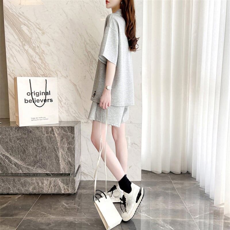 ファッション 切り替え ゆったり感アップ Tシャツ＋ショートパンツ セットアップ＜F-3616＞
