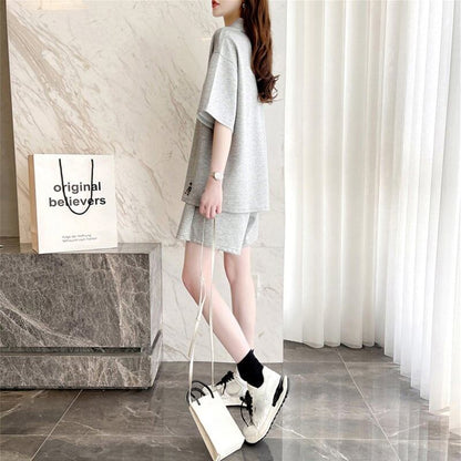ファッション 切り替え ゆったり感アップ Tシャツ＋ショートパンツ セットアップ＜F-3616＞