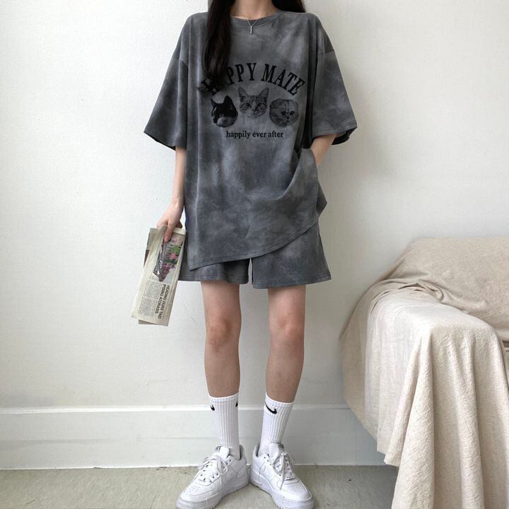 超人気 着心地良い どんな体型にも適合 カジュアル 全5色 半袖 Tシャツ ショートパンツ セットアップ ＜F-9268＞
