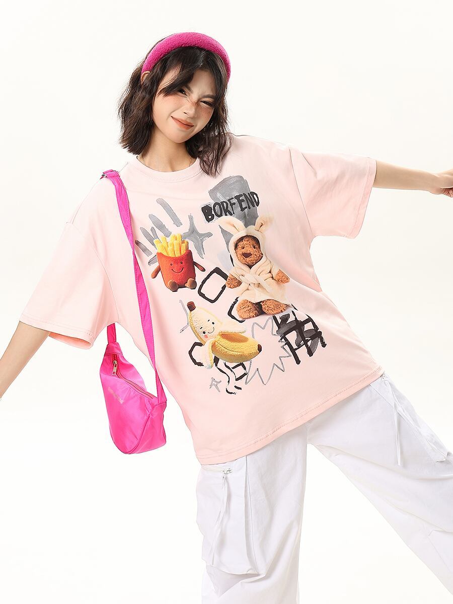 売れ筋 早い者勝ち 絶対流行 カジュアル 2色選択 Tシャツ<F-11178>