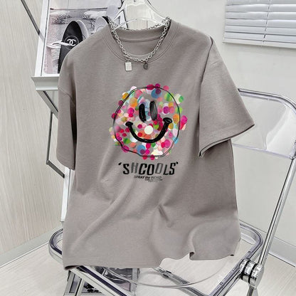 話題沸騰中 スマイリー カジュアル 半袖 Tシャツ <F-8651>