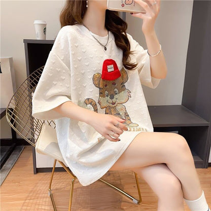 デザイン感   チャーミング Tシャツ カットソー＜F-3401＞