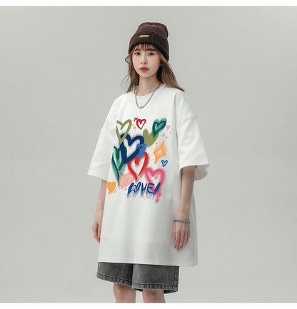 売り切れ必至 プリント ファッション 4色選択 半袖Tシャツ＜F-8594＞