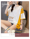 韓国風漫画刺繍ワッペン半袖Tシャツ<F-2991>